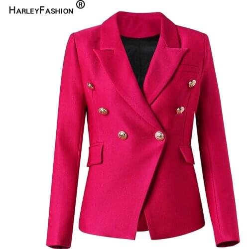 HarleyFashion New Luxury Fall Winter Elegant Thick Tweed Jacket High Street Style Slim Quality Women Blazer
