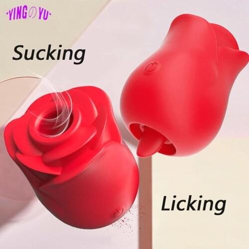 Rose Shape Jump Egg Nipple Sucker Tongue Licking Vibrator For Women Oral Sex Clitoris Stimulation Adult Sex Toys Intimate Goods