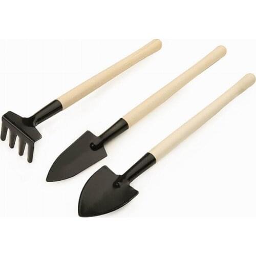3PCS Wood Mini Gardening Tools Set Shovel Rake Spade Succulent Plants Potted Flowers Garden Tools Soil Loosening Tools Set