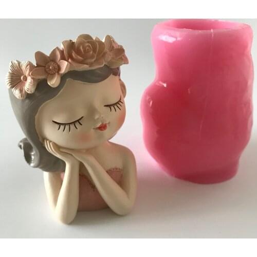 3D Girl Planter Cement Silicon Flower Pot Molds DIY Concrete Clay Craft Resin Candle Holder Mould Silicone Vase Decoration Tools