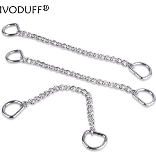 3x Metal Chain With 2 D Rings For Purse Decoration, Chain With Rings For Making Purse