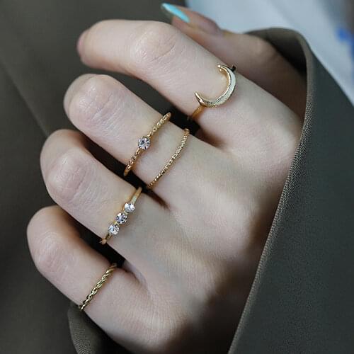 12Pcs Vintage Moon Couple Rings Set for Women Goth Jewelry Retro Korean Version Simple Design Punk Wholesale Free Shipping