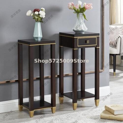 American light luxury flower stand all solid wood flower table living room decoration shelf floor flower several household squar