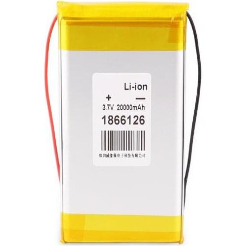 Free shipping 3.7v 20000mah 1866126 polymer lithium rechargeable battery li-ion li-po battery for power bank