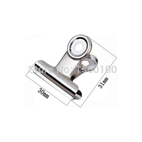Free Shipping(30pcs/lot) 30mm round metal Grip Clips silver Bulldog clip Stainless steel ticket clip stationery