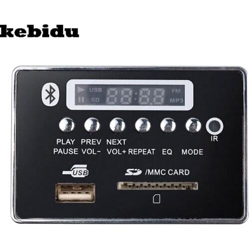 Kebidu Bluetooth Hands-free USB MP3 Player Integrated MP3 Decoder Board Module Remote Control USB FM Aux Radio for Car