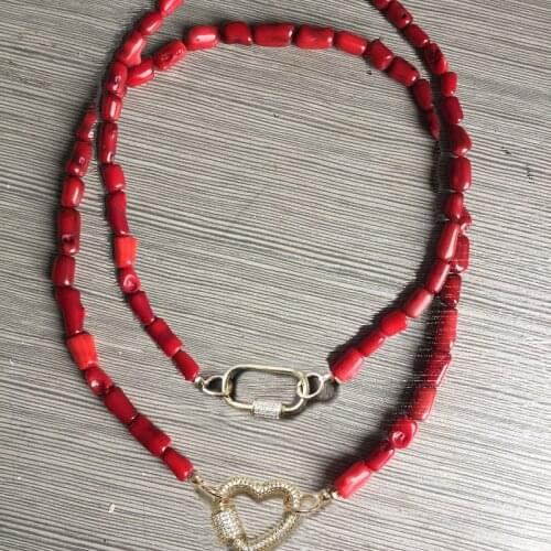 Elegant women red coral necklace handmade stylish clothes accessories with spiral buckle pendants biżuteria 2020 new colar