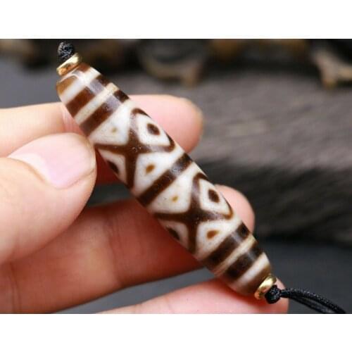 Energy Magic LKbrother Talisman Treasure Magic Power Tibetan Old Agate 6 eye Totem dZi Bead Pendant Amulet 51MM