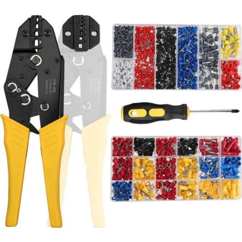 HS-40J HS-10WF crimping pliers for insulated non-insulated ferrules tube terminals self-adjusting 0.25-10mm2 23-7AWG brand tools
