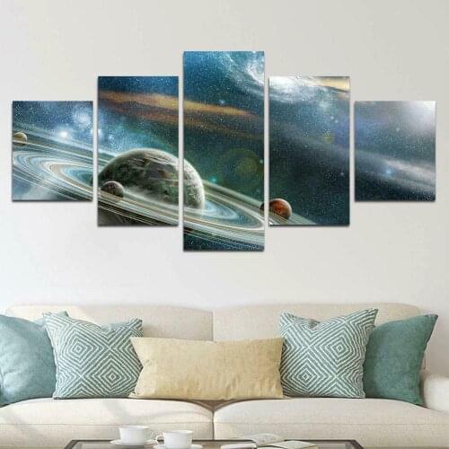 Deep Outer Space Universe Galaxy 5 piece HD Art Wall Home Decor Canvas Print Frameless Module