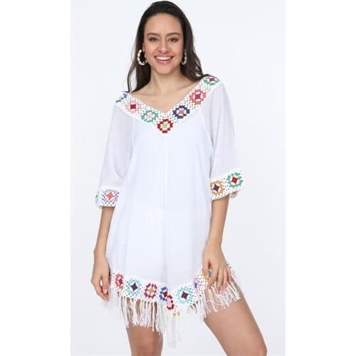Joy Home Collection Hand Embroidered Tassels Beach Dress