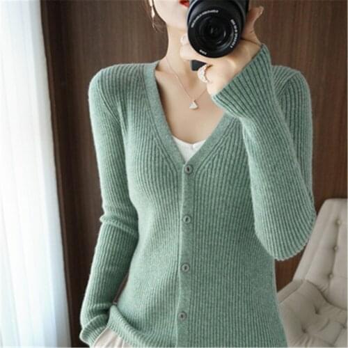 Korean New Spring Newly Women Cardigans 2021 Fashion Slim Ladies Knitted Sweater Long Sleeve Buttons Sweater Basic Tops ZY6073