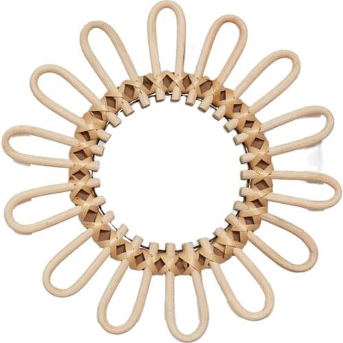 Rattan Round Makeup Mirror Decoration Home Decoration Makeup Mirror Innovative Art Deco Dressing Bathroom Wall-mounted Mirror
