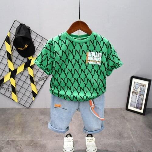 Summer Baby Boys Girls Cartoon T-Shirt Top Shorts Pants Set Clothes Kids Cute Cartoon 2PCS Children boys Clothing Sets 2-7years