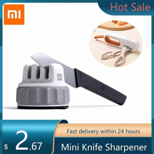 Xiaomi Huohou Mini Knife Sharpener Fixable Sharpen Stone Trible Wheel Whetstone Super Suction Knife Sharpening Tool Grindstone
