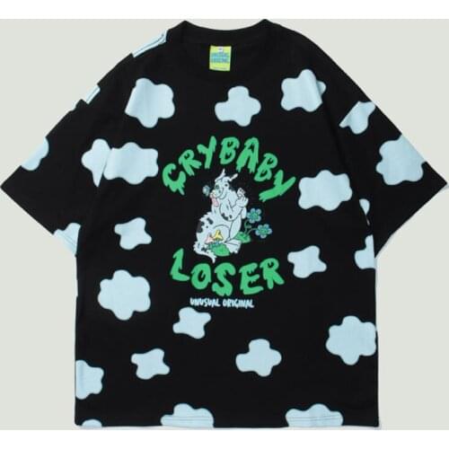 Fashion T-shirt Mens Animal Mushroom Flower Letter Printed Tee Shirts 2021 Harajuku Hip Hop Summer Cotton Short Sleeve T-Shirts