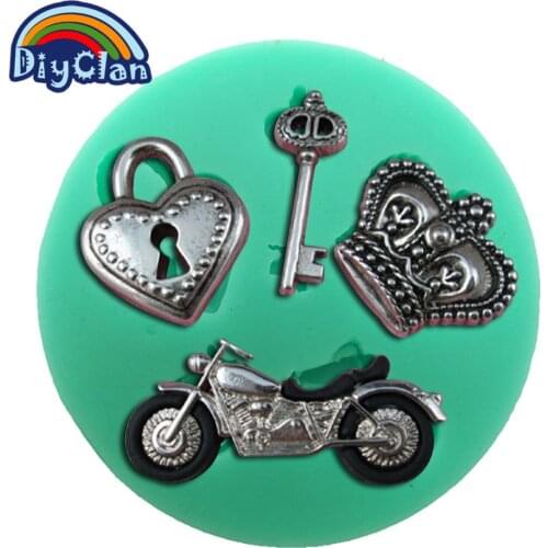 Motorcycle crown key silicone fondant cake molds cake decorating tools sugar craft tool chocolate soap mould kitchen F0251MT35