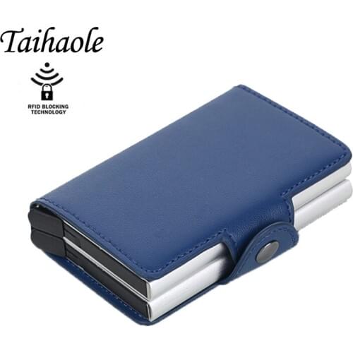 2020 Credit Card Holder Men and Women PU Leather Double Case Business Card Wallet Fashion Aluminum RFID ID Card Case Cardholder