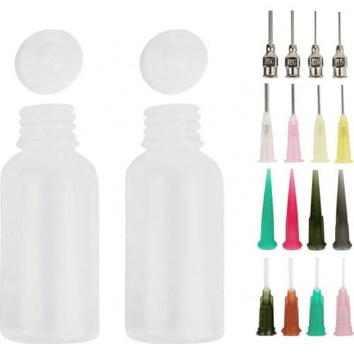 2Pcs Temporary Tattoo Kit Applicator Bottles With 16 Tips Needles For Henna Tattoo Cone Tattoo Bottle Kits