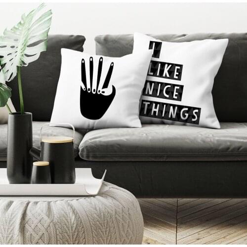 Cartoon Cute Holding Black and White Pillow Cover 45x45cm Home Sofa Cushion Cover Office Seat Bedside Throw Pillowcase