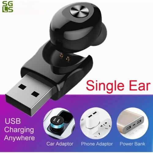 New Mini Single Ear Earbuds Mono Bluetooth Earphones In Ear Phone USB Charge Wireless Head Phones With Mic earpiece For Drivers