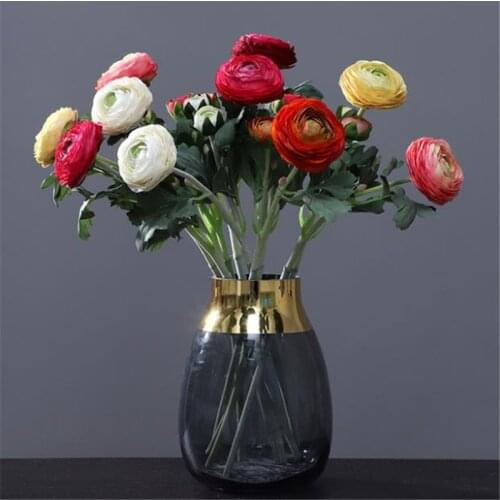 ONE Fake Single Stem Peony (2 Heads/Piece) 19.29" Length Simulation Buttercup Flower for Wedding Centerpiece