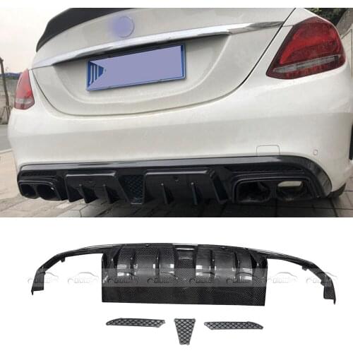 OLOTDI Car tuning Car Styling Real Carbon Fiber Rear Lip Diffuser Bumper for Mercedes Benz W205 4 Door