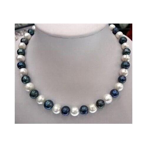 8-9mm Natural Black & White Akoya Cultured Pearl Fashion Jewelry Necklace