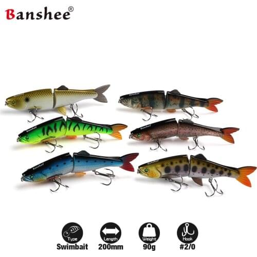 Banshee 6pcs/lot 200m 90g AT01 sea fishing two Sction multi Jointed life like sinking hard bait for tuna Pike Swimbait