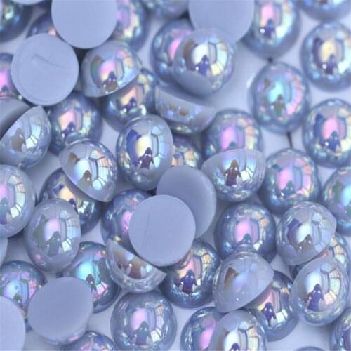 Size 1.5mm-12mm Bling Grey AB Color Round Flatback Pearl ABS Plastic Imitation Half Pearl Beads For Nail Arts Decoration Crafts