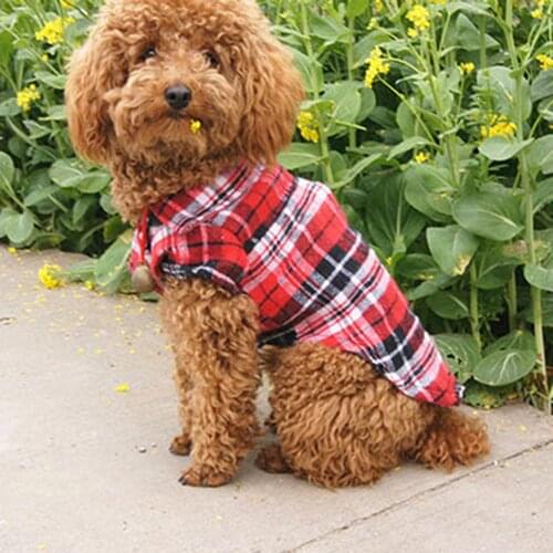 Plaid shirt Dog clothes Cute Comfortable Plaid Shirt Coat Clothes T-Shirt Top Size XS S M L Dog Supplies одежда для собак 2021