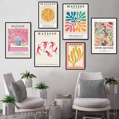 Self-adhesive Wall Stickers Henri Matisse Abstract Line Pictures Wall Art Poster Wall Picture For Living Room Home Decor