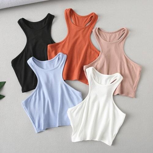 Sexy White Knitted Ribbed Crop Top Tanks Women O Neck Off Shoulder Backless Vest Casual Sports Fitness Slim Elastic T Shirt Cami
