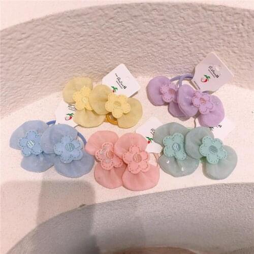 Butterfly Mesh Elastic Hair Bands For Girls Hair Accessories Children Hair Scrunchies Kids Hair Wear Headdress Headwear