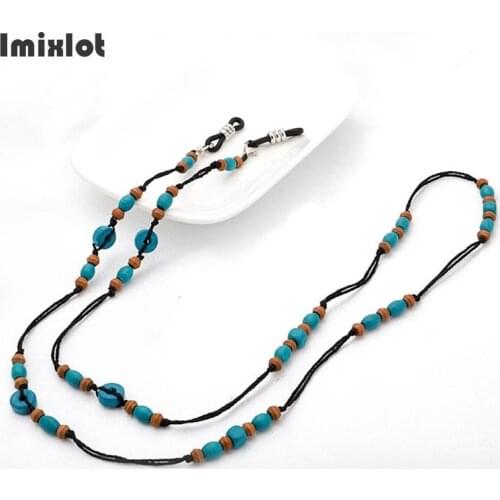 Retro Handmade Wooden Beaded Sunglasses Lanyard Strap Necklace Eyeglass Glasses Chain Cord Anti-Slip Reading Glasses Rope