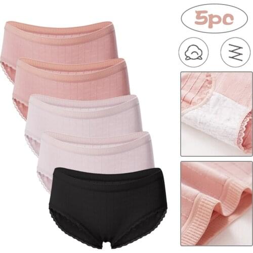 5 Pcs Panties For Woman Underwear Sexy Lace Breathable Soft Lingerie Female Briefs Solid Color Thin Panty Mid-Waist Underpants