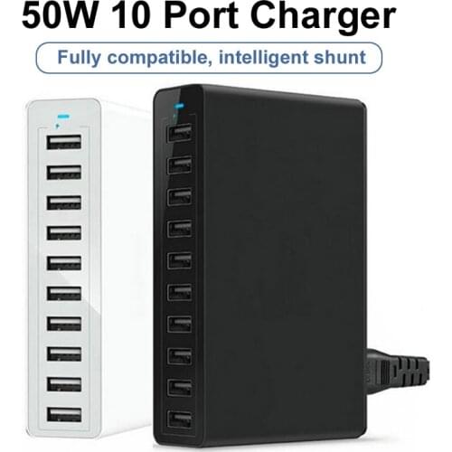 Multi USB Charger 10 Ports Tralvel Portable Multifunction Universal Phone Charge with AC Power Cable US AU EU UK Plug For phone