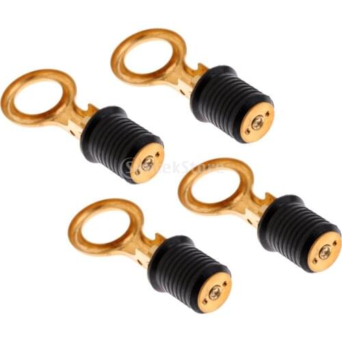 Pack of 4 Marine Rubber Brass 1" Snap Lock Boat Bailer Transom Livewell Baitwell Hull Drain Plug Accessories