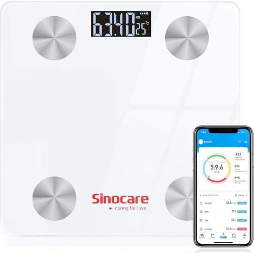 Sinocare Bluetooth Body Fat Scale BMI Scale Smart Electronic ​Scales LED Digital Bathroom Weight Scale Balance Body Composition
