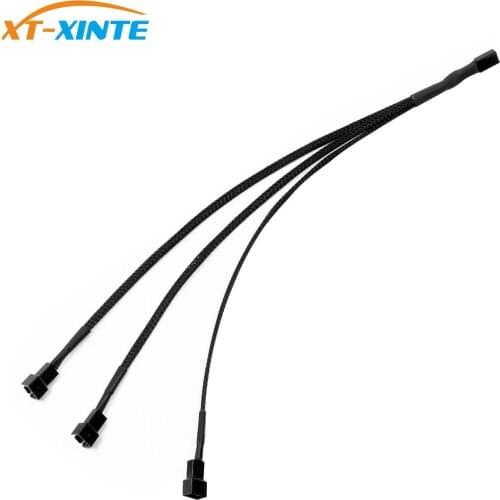 XT-XINTE 12V 3 Pin Fan PWM 1 to 3 Way Power Supply Extension 30CM Cable Splitter Port Multiplier PC Computer Cooling 22AWG Wire