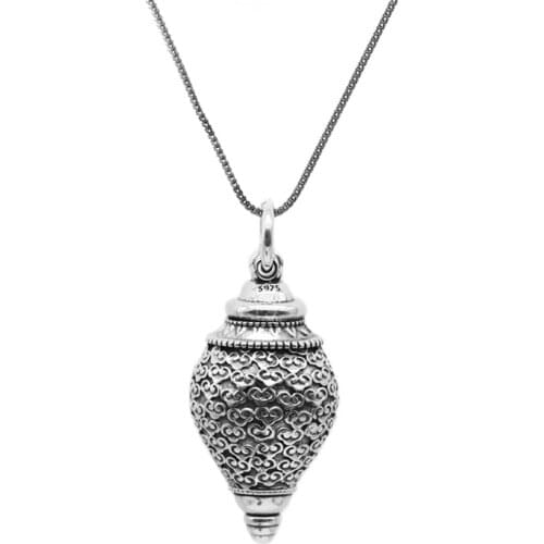 Buyee 925 Sterling Silver Religion Pendant Simple Pattern Perfume Bottle Black Pendant Necklace for Men Women Religion Jewelry