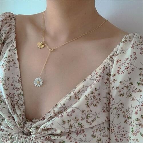 Original Little Daisy Choker Necklace For Women 2020 Summer Style White Flower Tiny Chain Korean Clavicle Short Necklace