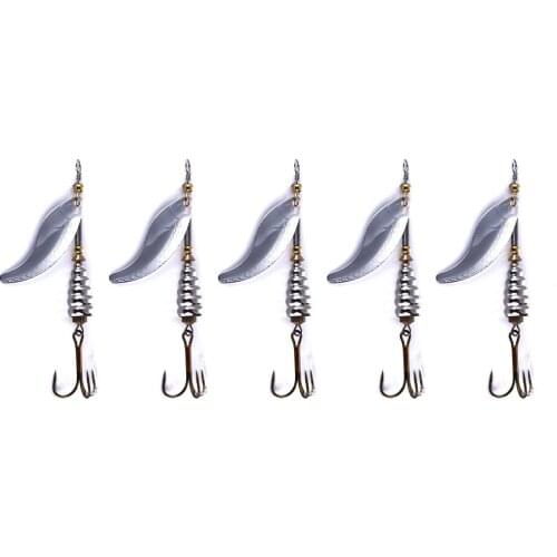 10pcs/lot Silver Metal Spoon Lures Salmon Bass Lures Sequin Treble Hook Spinner Artificial Bait Fishing Tackle Accessories