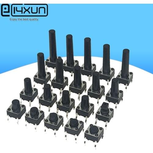 20PCS 4Pin 6*6 Micro Tact Push Button Switches DIP 6x6x4.3/5/6/7/8/9/10/11/12/13/14/15 MM 4.3mm 5mm 6mm 7mm 8mm 9mm 10mm 11mm