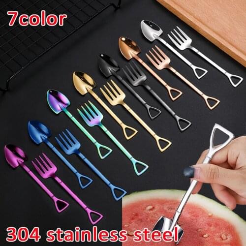 304 Stainless Steel Coffee Spoon Retro Ice Cream Spoon Creative Tea Spoon Dessert Spoon Fashion Tableware Shovel Spoon Fork