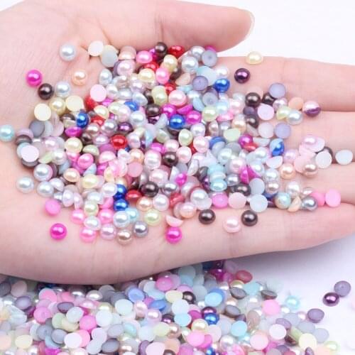 500pcs 5mm Half Round Pearls Many Colors Round Flatback Glue On Crafts Resin Scrapbooking Beads DIY Jewelry Nails Art