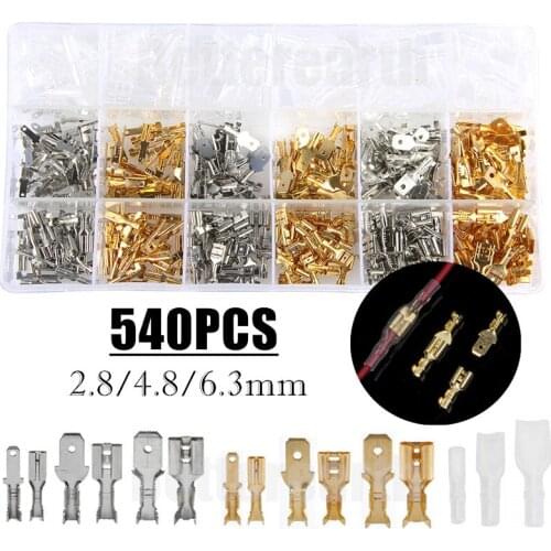 540Pcs 2.8/4.8/6.3mm Female Male Electrical Spade Wire Butt Connectors Lugs Battery Starter Cable Splice Crimp Terminals Kit