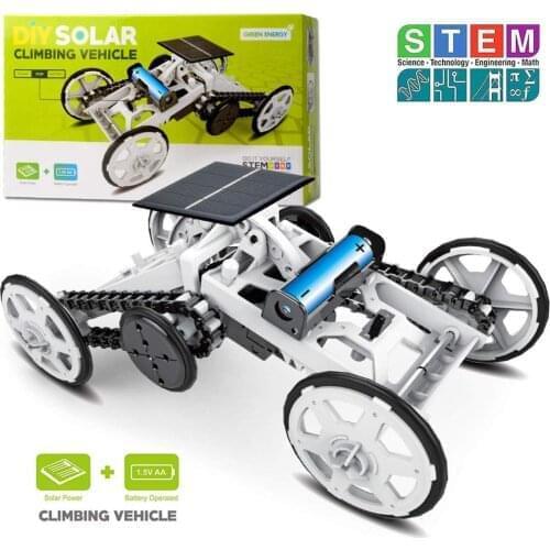 STEM 4WD Car DIY Climbing Vehicle Motor Kit Electric Mechanical Solar Power Science Building Toys Assembly Circuits Engineering