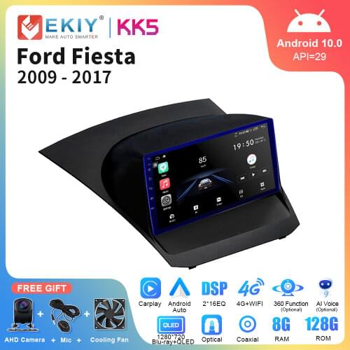 EKIY Car Multimedia IPS Screen For Ford Fiesta 2009-2017 BT Auto Radio Carplay Stereo Audio Player GPS Navi All-in-One Head Unit