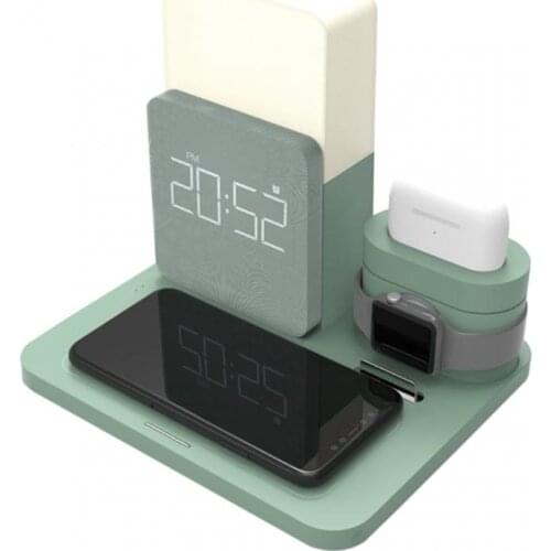 Wireless Charger Night Light With Clock For IPhone 11 Xs Pro Max X XR 8 Plus Pad Watch 6 5 4 3 2 Se Airpod Por 2 Huawei Samsung